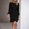 Women's Puff Sleeve Slim Fit Mid-Length Dress