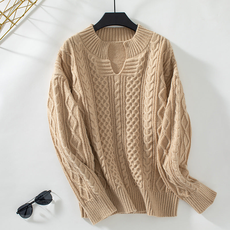 V-neck Loose Casual Knitted Sweater For Women