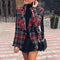 Women's Plaid buttoned woolen blazer