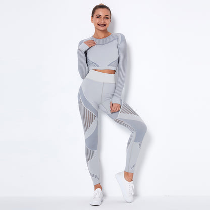 Women's Seamless Knitted Absorbent Long-Sleeve Yoga Suit