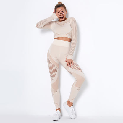 Women's Seamless Knitted Absorbent Long-Sleeve Yoga Suit