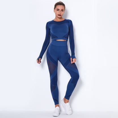 Women's Seamless Knitted Absorbent Long-Sleeve Yoga Suit