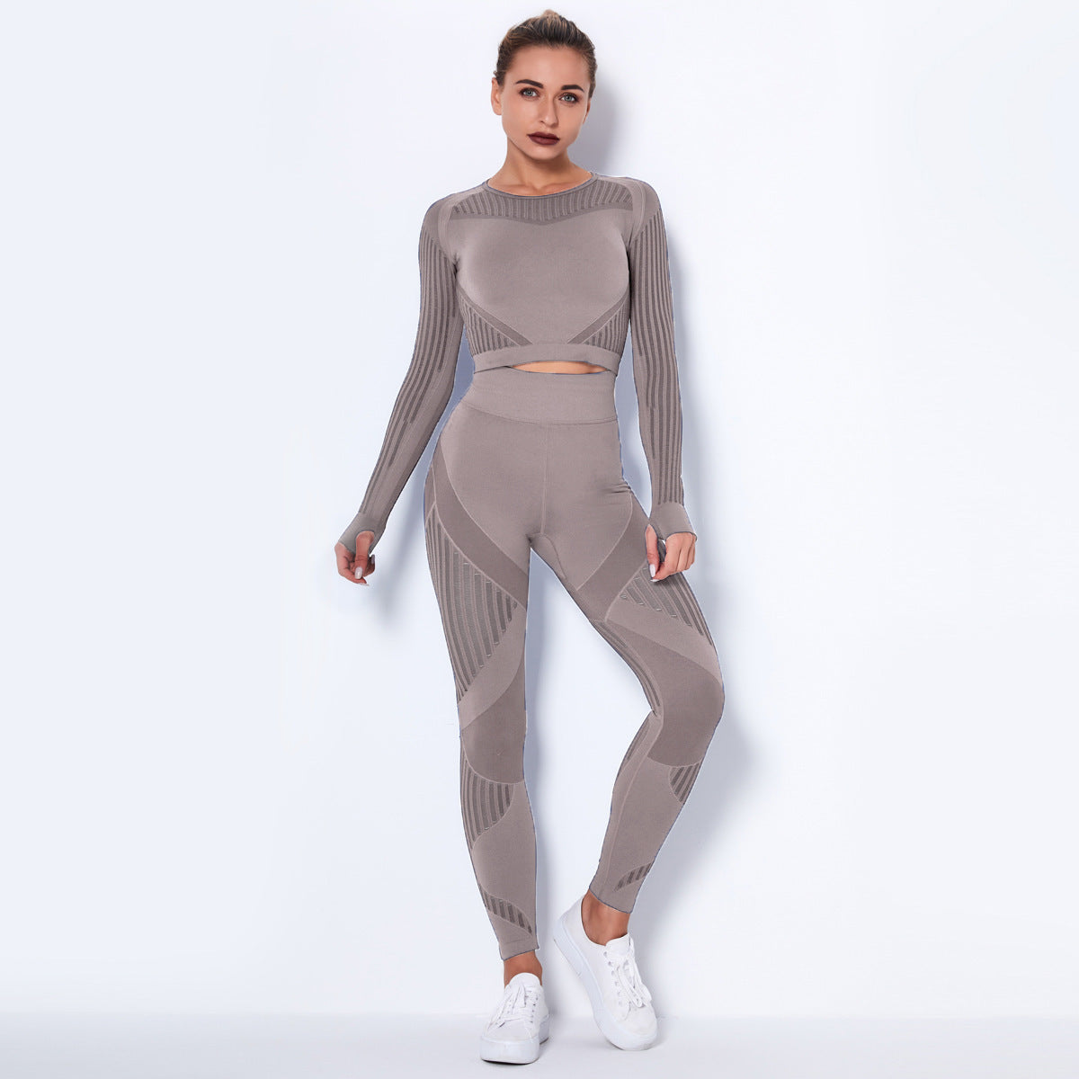 Women's Seamless Knitted Absorbent Long-Sleeve Yoga Suit