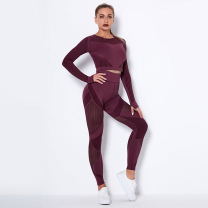 Women's Seamless Knitted Absorbent Long-Sleeve Yoga Suit