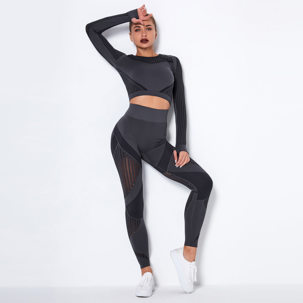 Women's Seamless Knitted Absorbent Long-Sleeve Yoga Suit