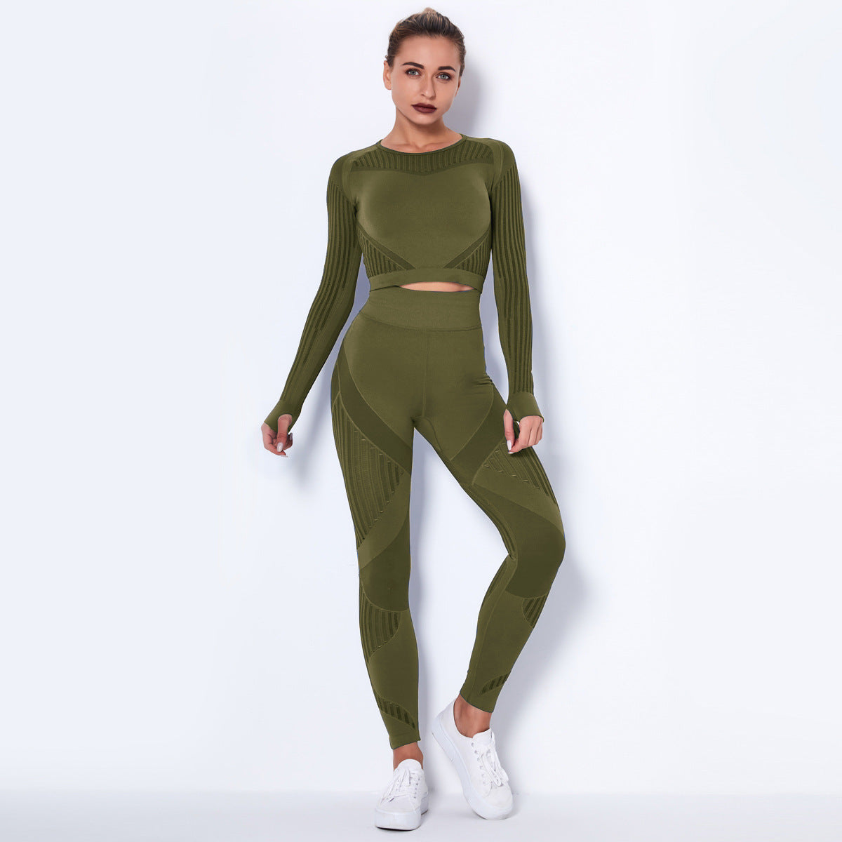 Women's Seamless Knitted Absorbent Long-Sleeve Yoga Suit