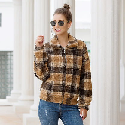 Women’s Autumn & Winter Plaid Woolen Short Coat