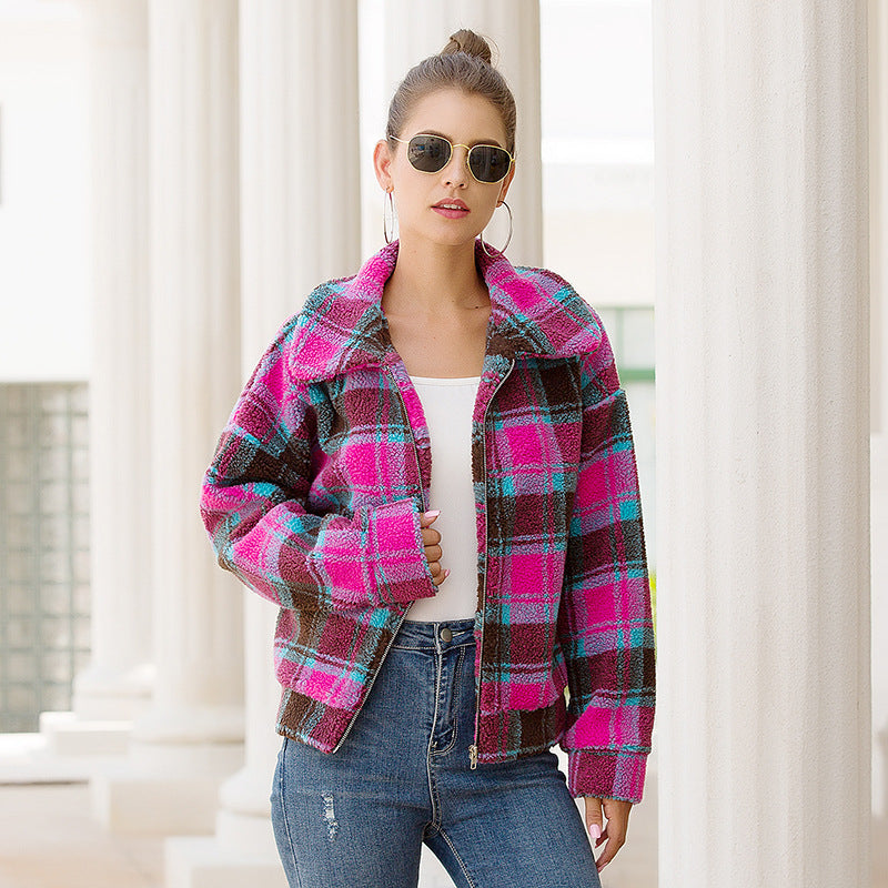 Women’s Autumn & Winter Plaid Woolen Short Coat