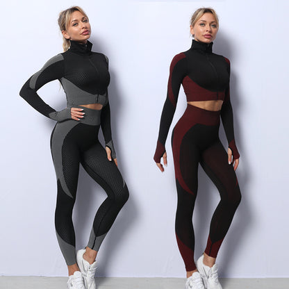 3-Piece Women's Seamless Yoga Set – Leggings, Crop Top, and Sports Bra