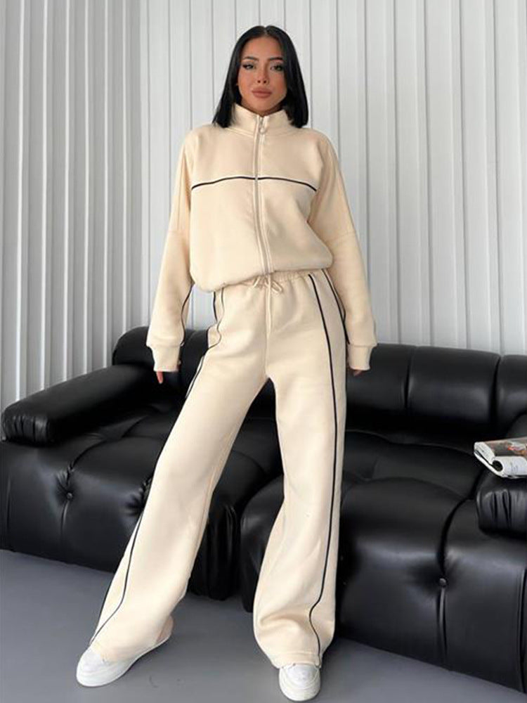 Women's Long-Sleeve Half Turtleneck Cardigan & Trousers Set