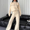 Women's Long-Sleeve Half Turtleneck Cardigan & Trousers Set