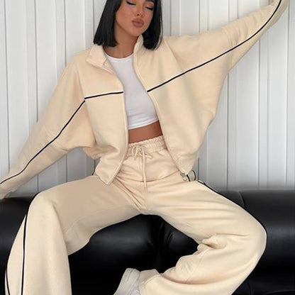 Women's Long-Sleeve Half Turtleneck Cardigan & Trousers Set