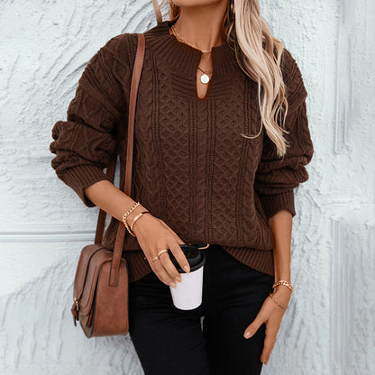 V-neck Loose Casual Knitted Sweater For Women