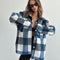 Women’s Casual Long-Sleeved Lapel Plaid Shirt