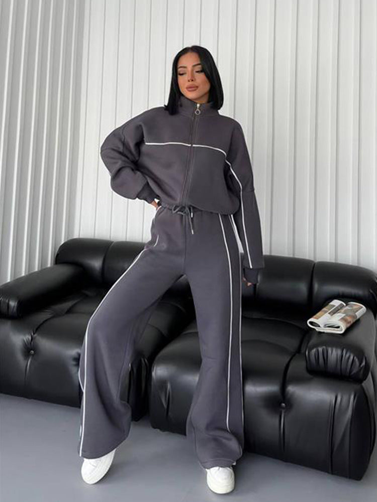 Women's Long-Sleeve Half Turtleneck Cardigan & Trousers Set