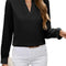 Chiffon Patchwork V-Neck Long Sleeve Shirt