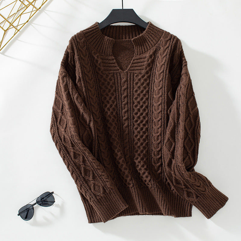 V-neck Loose Casual Knitted Sweater For Women