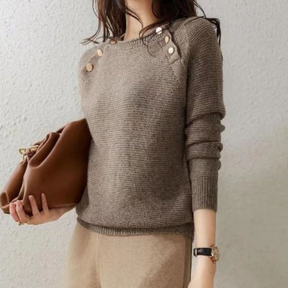 Women's Wool Blend Sweater with Rabbit Fur Detail