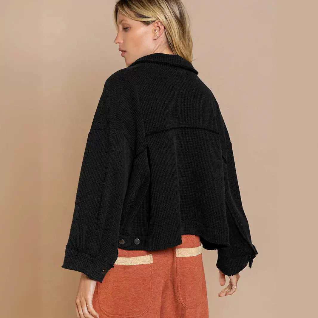 Women's Waffle Knit Cardigan Short Coat