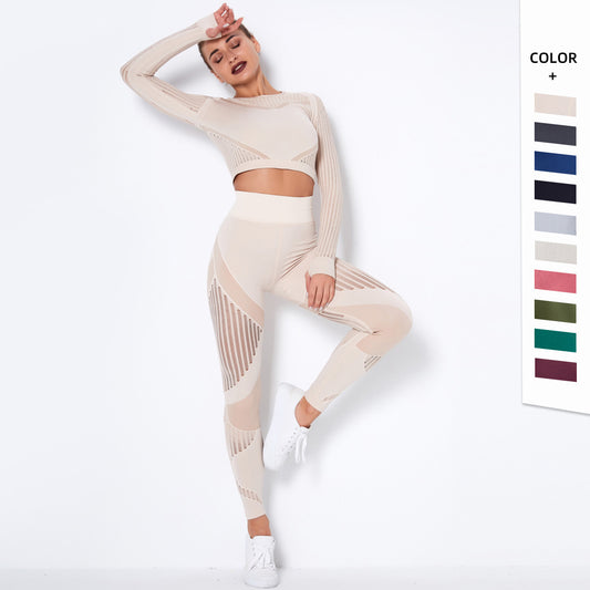 Women's Seamless Knitted Absorbent Long-Sleeve Yoga Suit