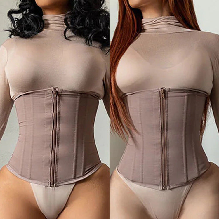 Plus Size Zipper Breasted 9 Bone Waist Seal Corset