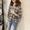 Loose Fit Lantern Sleeve Plaid Shirt