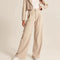 Women's High-Waisted Straight Trousers with Pockets - Wide-Leg Casual Pants