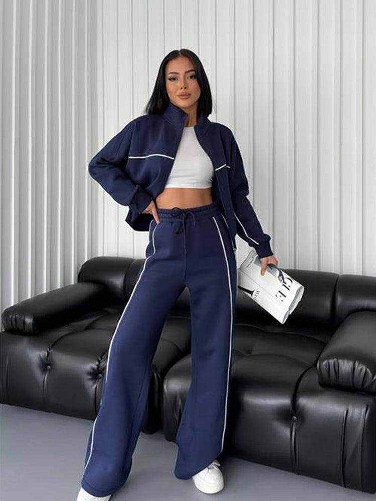 Women's Long-Sleeve Half Turtleneck Cardigan & Trousers Set